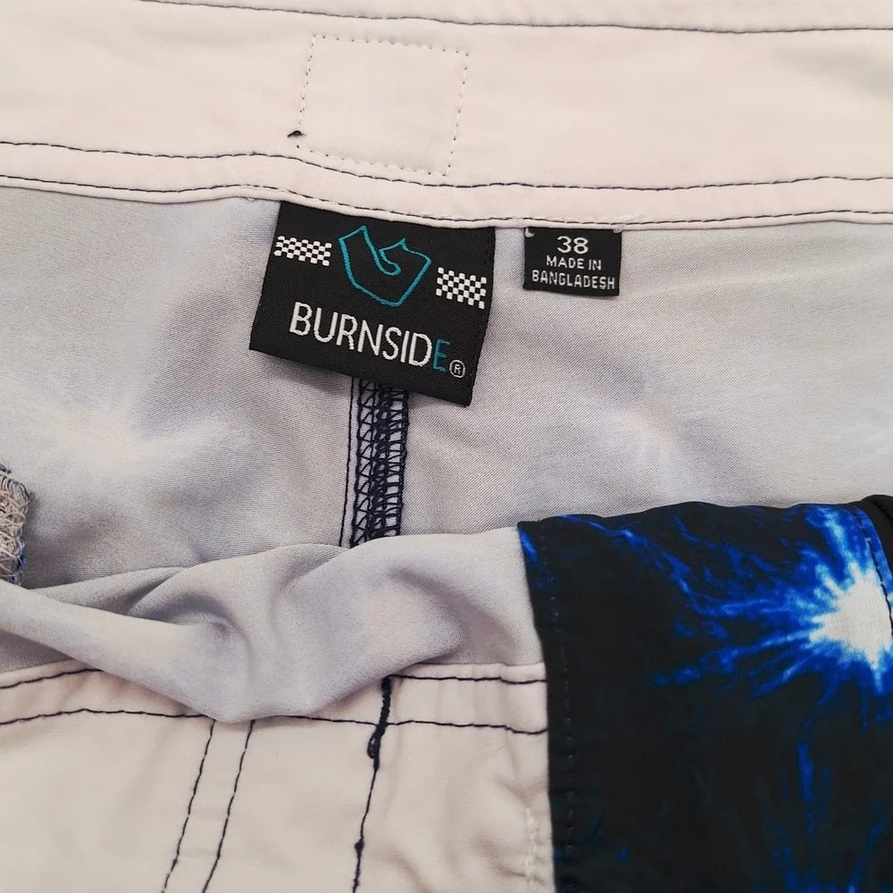 Burnside Mens Patriotic Fireworks Board Shorts Blue Red White Size 38 Pre Owned